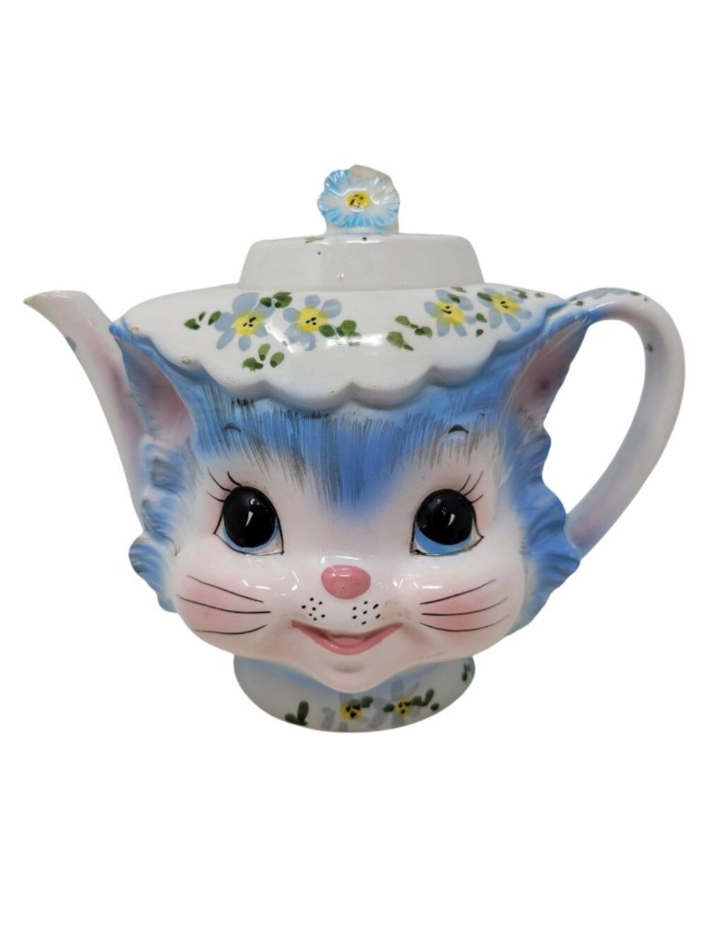 Vintage Lefton Miss Priss Kitty 4 Cup Teapot Cat Kitschy Anthropomorphic Rare